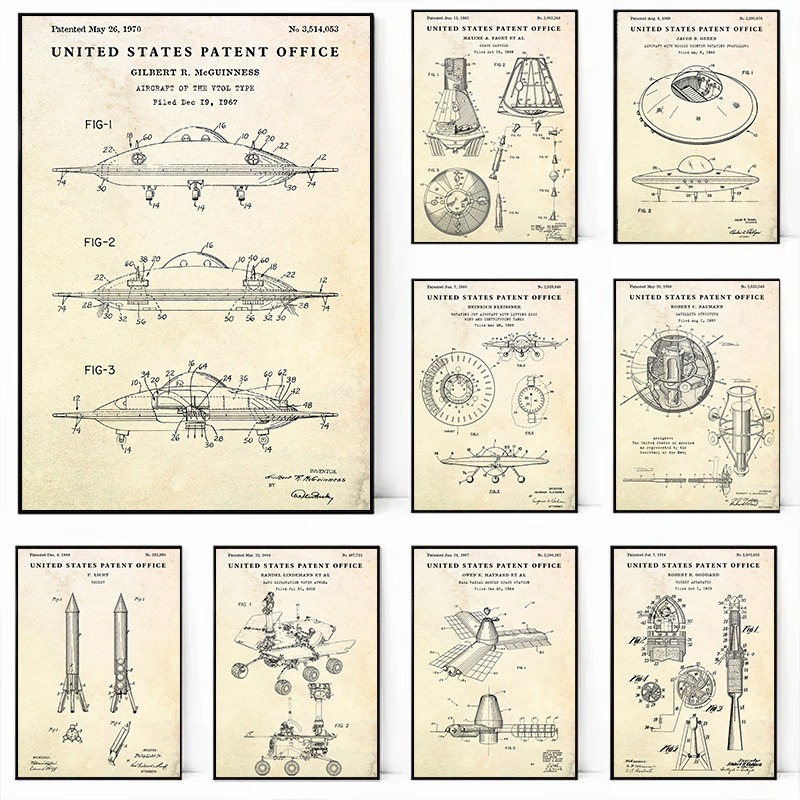 Vintage Flying Saucer UFO Blue - Star Map Poster review and price